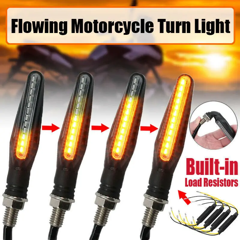 12 LED Motorcycle Turn Signal Lights Bendable Flashing Motorbike Indicator Blinker Moto Tail Lights Signal Lamp Accessories