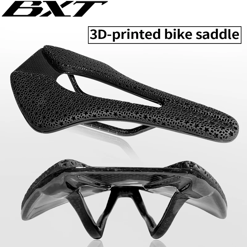 BXT Bicycle Saddle Carbon Fiber Seat 3D Printing Cycling Saddle Ultralight Breathable Mountain Road Bike Soft Cushion Saddle