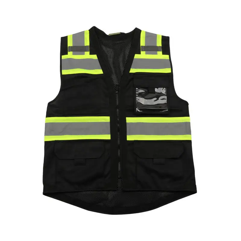 Light Reflection Vest Survival European Safety Level Certification Black High Visibility Reflective Vest
