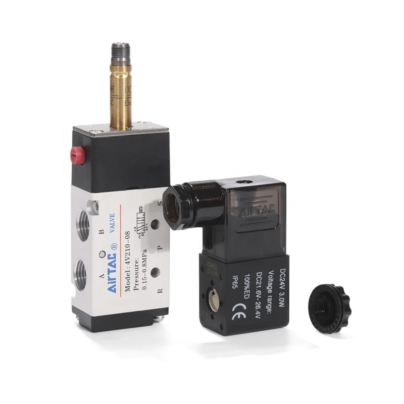 Single Coil 2 Position 5 Way AIRTAC type Pneumatic Solenoid Valve 4v210-08 air solenoid valve