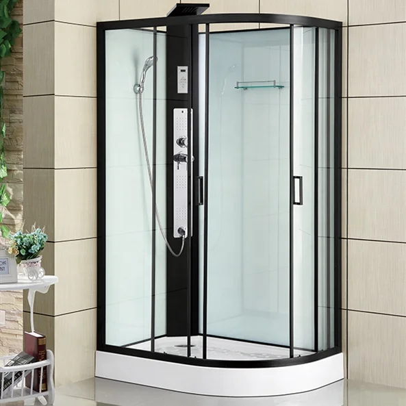 Bathroom China luxury black aluminium profile 90x90 bath steam cubicle shower room cabin with sliding door
