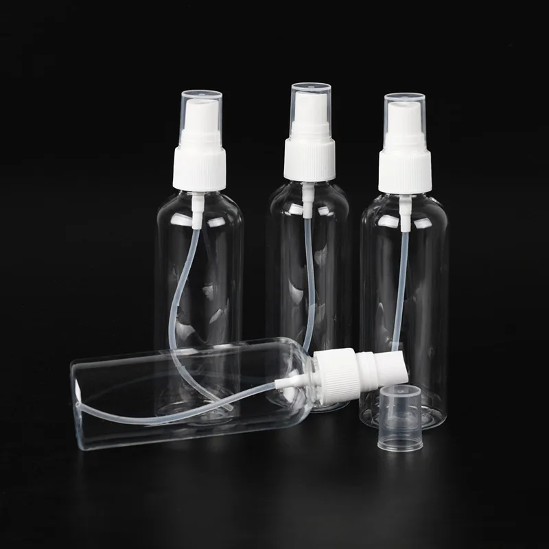Wholesale 100ml pet empty clear plastic spray bottles for antibacterial hand sanitizer