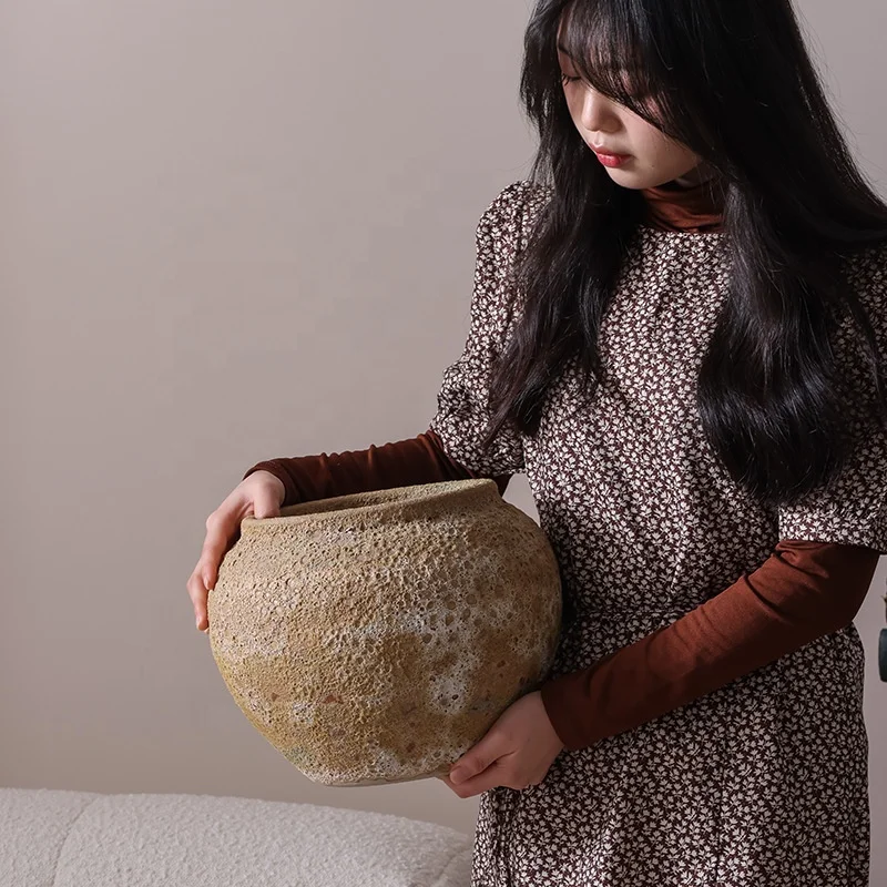 Home Decor Rustic Handmade Pottery Flower Pot Porcelain Ceramic Clay Vase