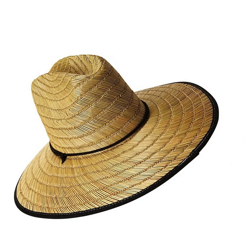 Wholesale beach hats for women sum straw lifeguard hat wide brim summer cap natural grass