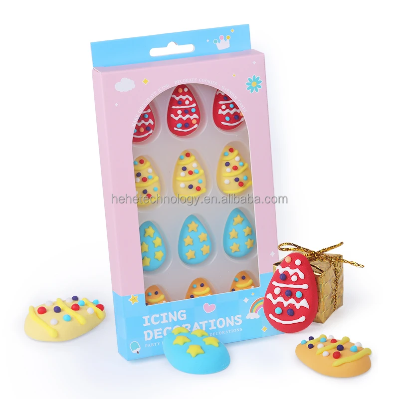 Edibles 3D Polka dots Easter Eggs Cake Decorating Supplies Royal Icing Decorations Biscuit Cake Decoration for Cakes