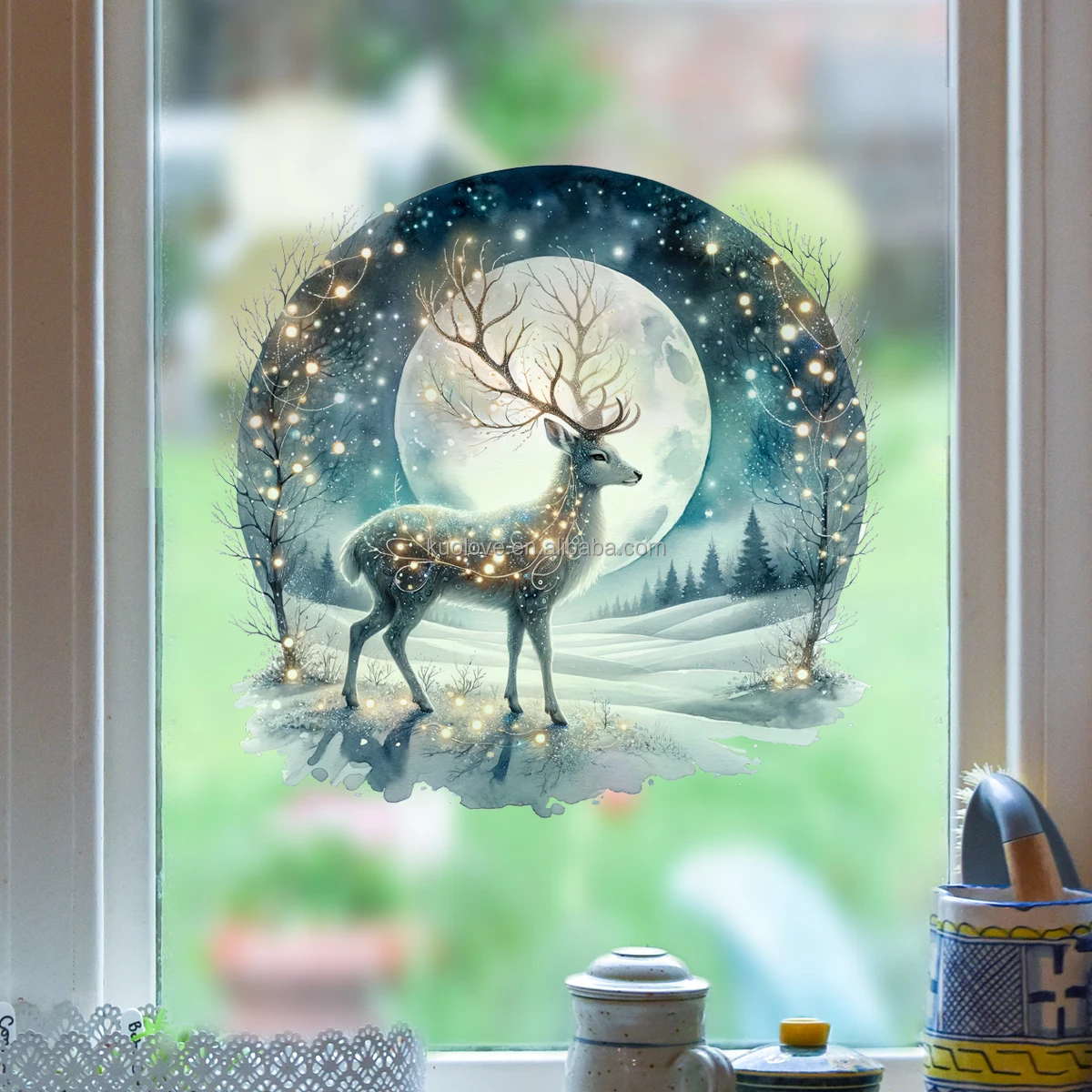 Santa Claus Snowflake elk Wall stickers Christmas Party decoration stickers Glass electrostatic PVC wallpaper