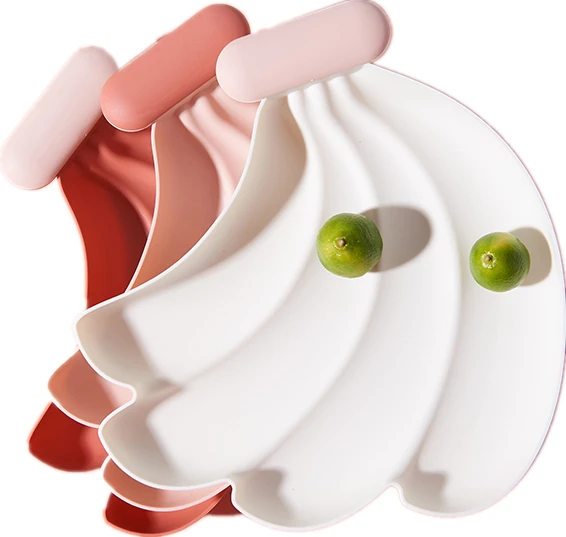 Top quality multi-color banana shaped Home Snack Plate Plastic Fruit Tray Plate