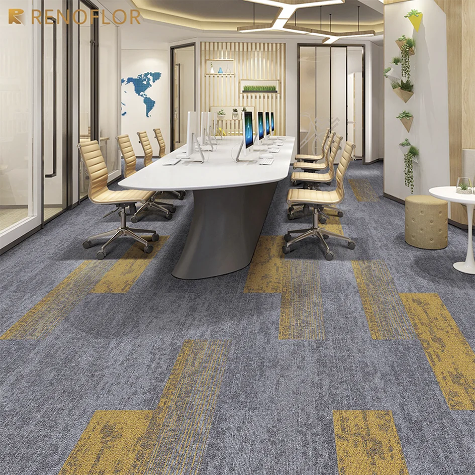 Good Quality China Factory Luxury 100% PP Surface Interlocking Floor Carpet Tiles 25x100cm Squares Office OEM Commercial Carpet