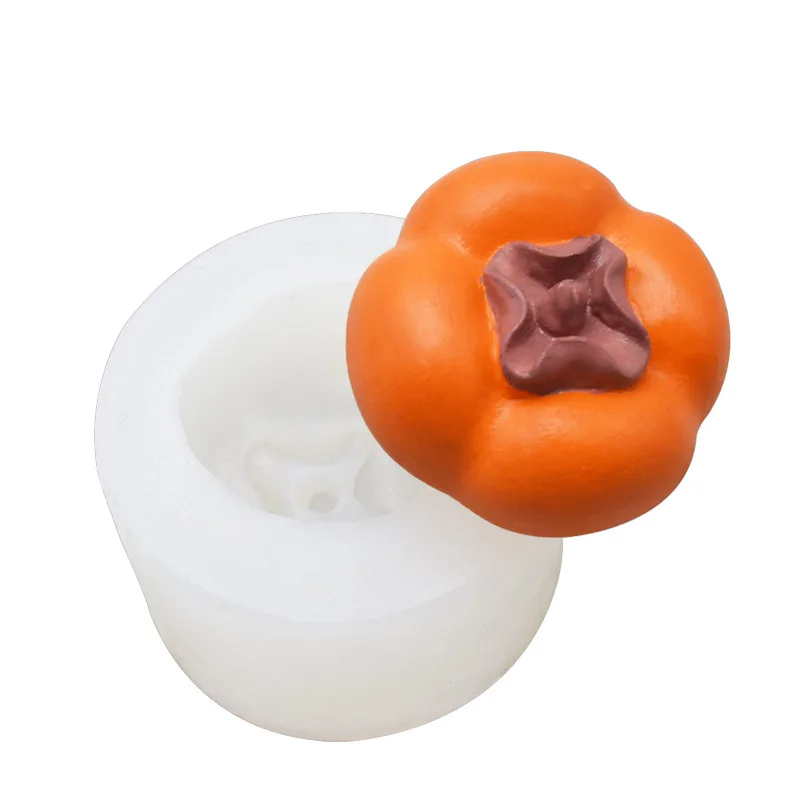 DIY Hand-made Three-dimensional Persimmon Simulation Fruit Pudding Baking Scented Candle Plaster Chcolate Silicone Fondant Mold