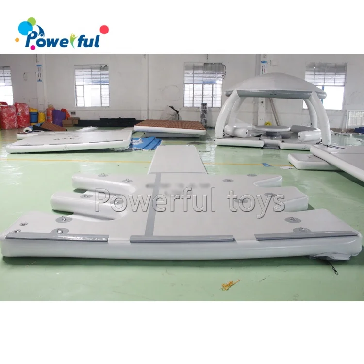 Inflatable jet ski floating dock PVC dropstitch water floating island lounge pontoon dock platform for yacht