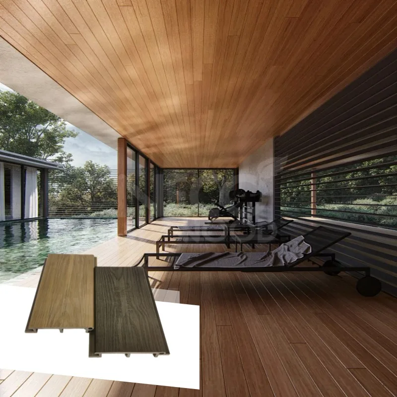 Necowood Outdoor Wpc Wall Ceiling Planks Hardwood Teak ASA Wall Panel