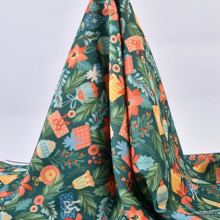 textile manufactures print custom design on fabrics christmas gift wrapping 600d oxford fabric