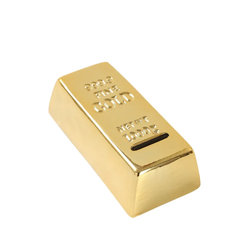Ceramic Electroplating Gold Brick Coin Bank Creative Simulation Gold Bar Piggy Bank Ceramic Craft Gift