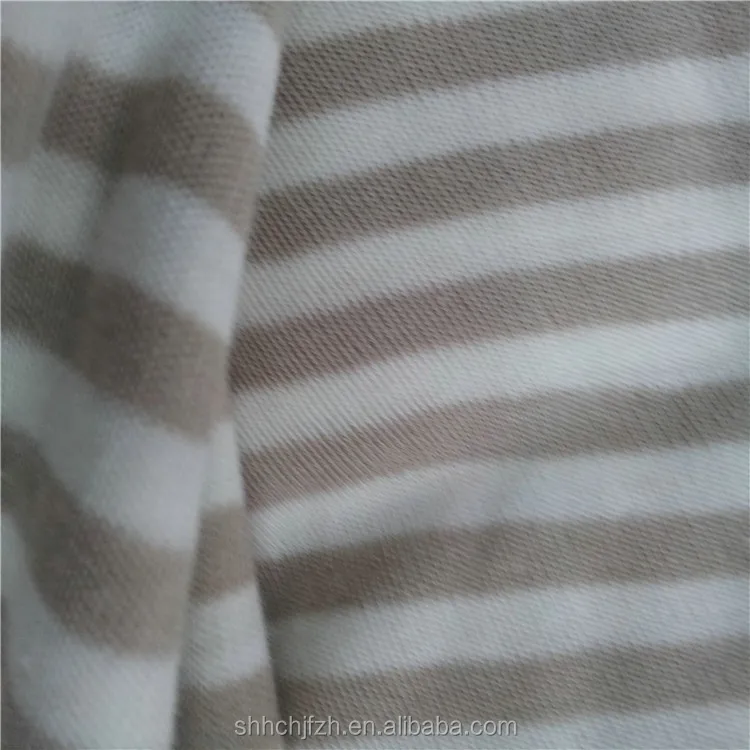 Feeder Striped Cotton Jersey Knitting Fabric Stripe Interlock Knitted Cotton Fabric