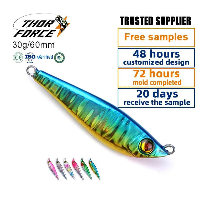 THORFORCE 60mm 30g sinking jigbait ODM OEM slow pitch saltwater fishing lures jigging lure tungsten jig lure