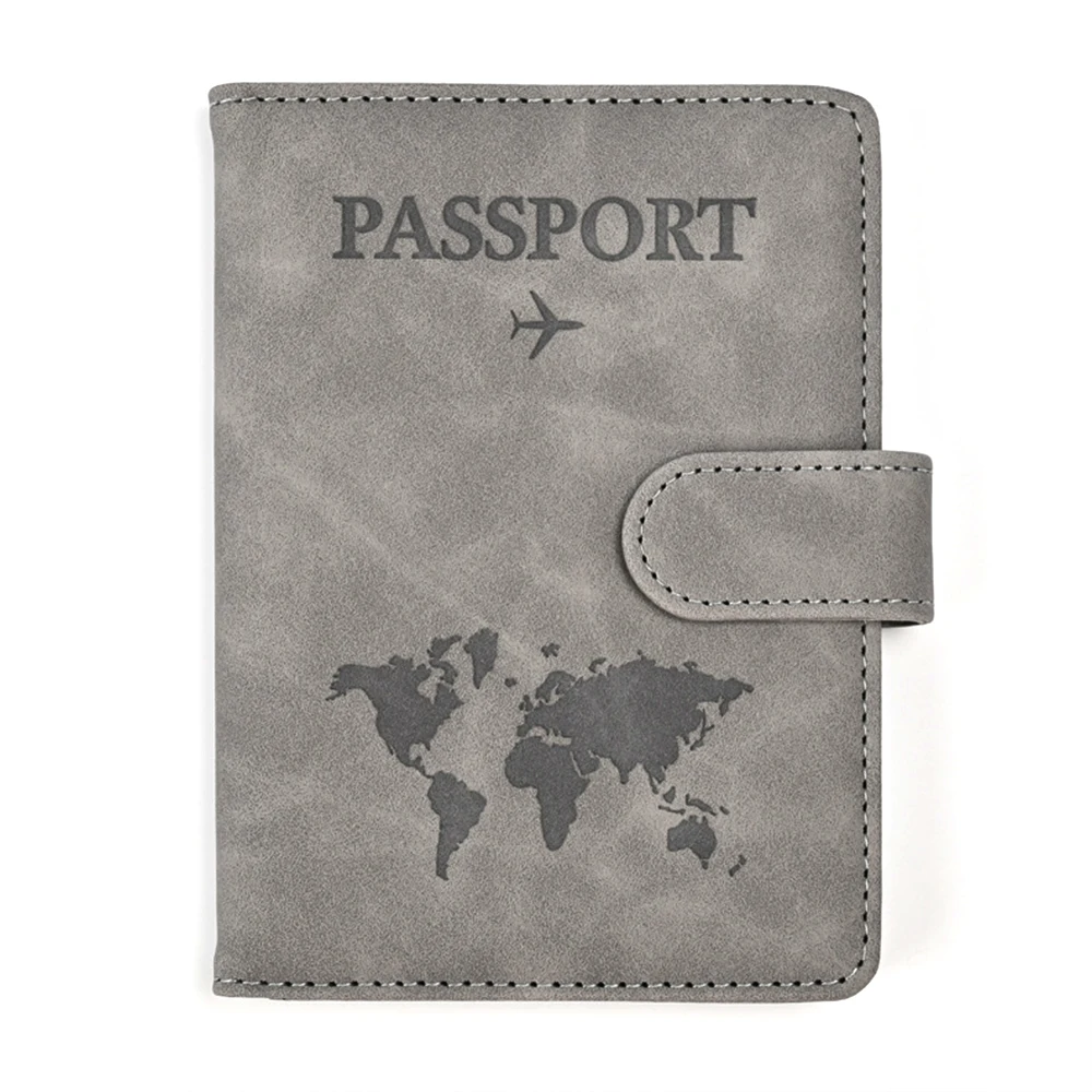 Map PU leather signals blocking RFID passport holders for credit card / passports with closure