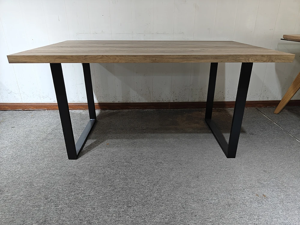 Modern Restaurant Kitchen Furniture Dining Room MDF Rectangular Leisure Tables with Metal Legs