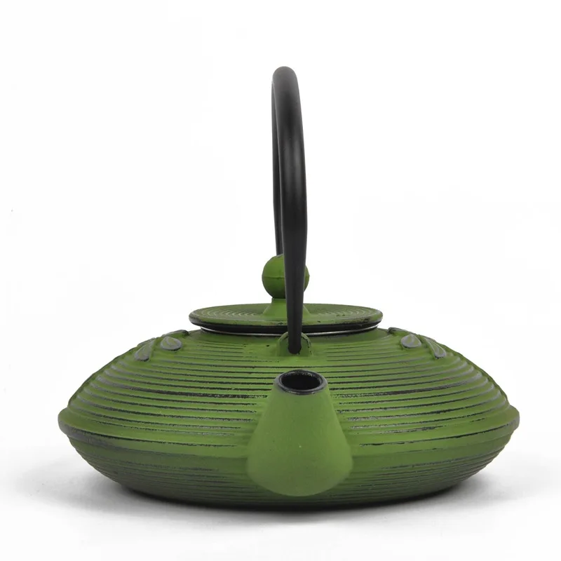 Чугунный чайник с зеленой липой 750 мл ручкой для красного зеленого синего чая заваривания термостойкий цветной