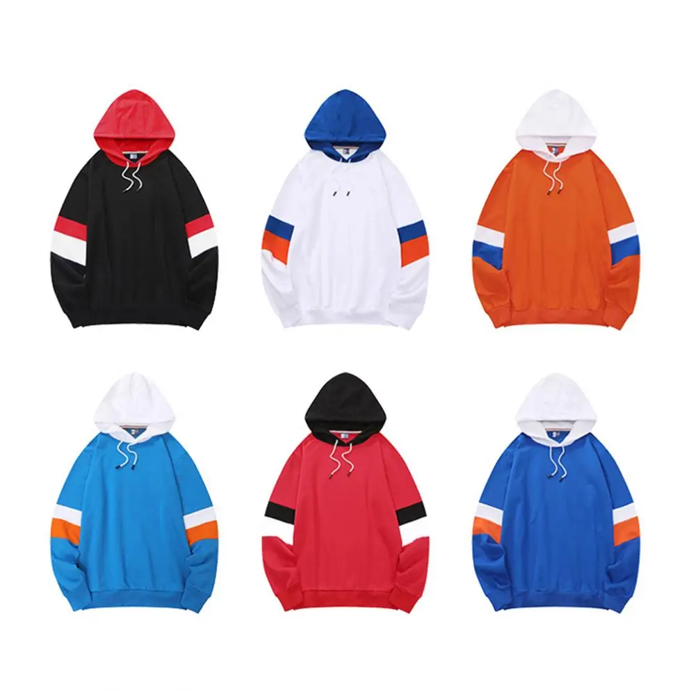 Multi Color Hoodie Custom Logo Color Block Hoodie Unisex Custom Fleece Fabric Splicing Collision Color Street Wear Sweatershirt/