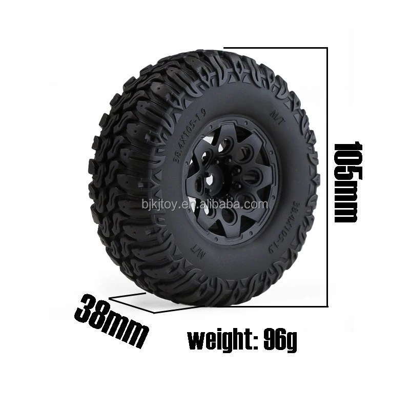 1.9 Inch Rubber Tyres Tire and Wheel Rim for SCX10 TRX4 TRX6 105mm*38mm Rc Car Parts Rc Hobby Accessories