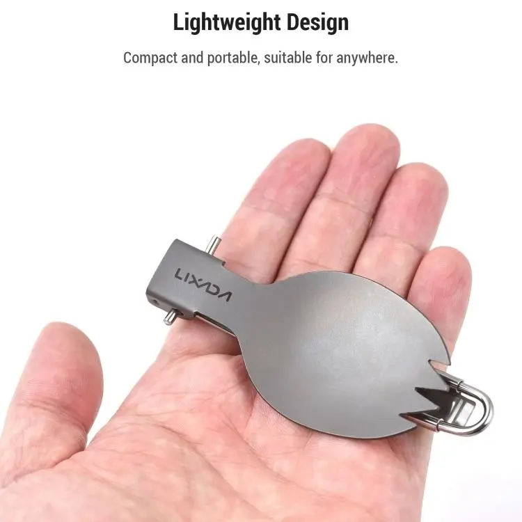 Camping Spoon Fork Combo Ti Salad  Lightweight Compact Camping Utensils Stainless Steel and Ti Acid Alkali Resistant Corrosion-R