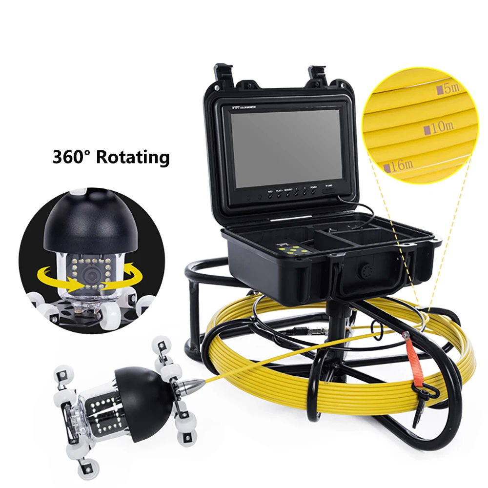 360-держатель с вращением на муниципальных конвейера эндоскоп 9 дюймов сенсорный экран Android Бороскоп камеры подводный метр змеевидная камера 18 светодиодов