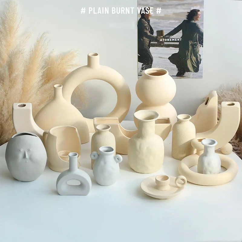 Yiscaxia Hot selling Nordic plain ceramic vase ornaments for photography props art decoration for product photo