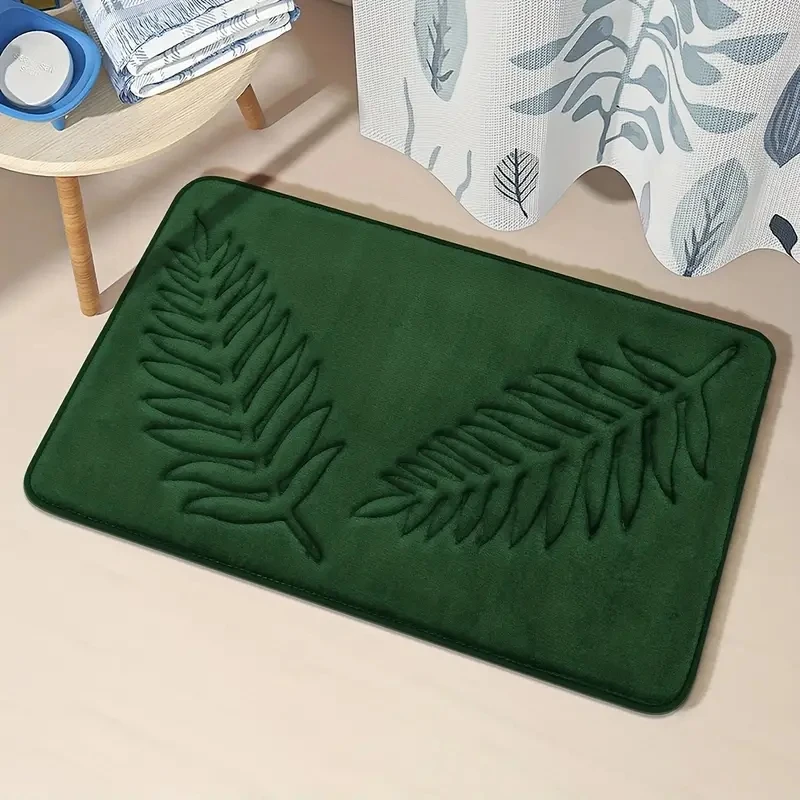 TOP seller   Higher quality wholesale leaf 2 piece Memory Foam   bath mat set 3pcs bathroom rug sets Toilet U-Shape Mat