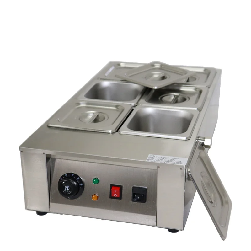 6 Tank Stainless Steel Chocolate Tempering Machine 220V Water Heating Melter Maker for Hotels