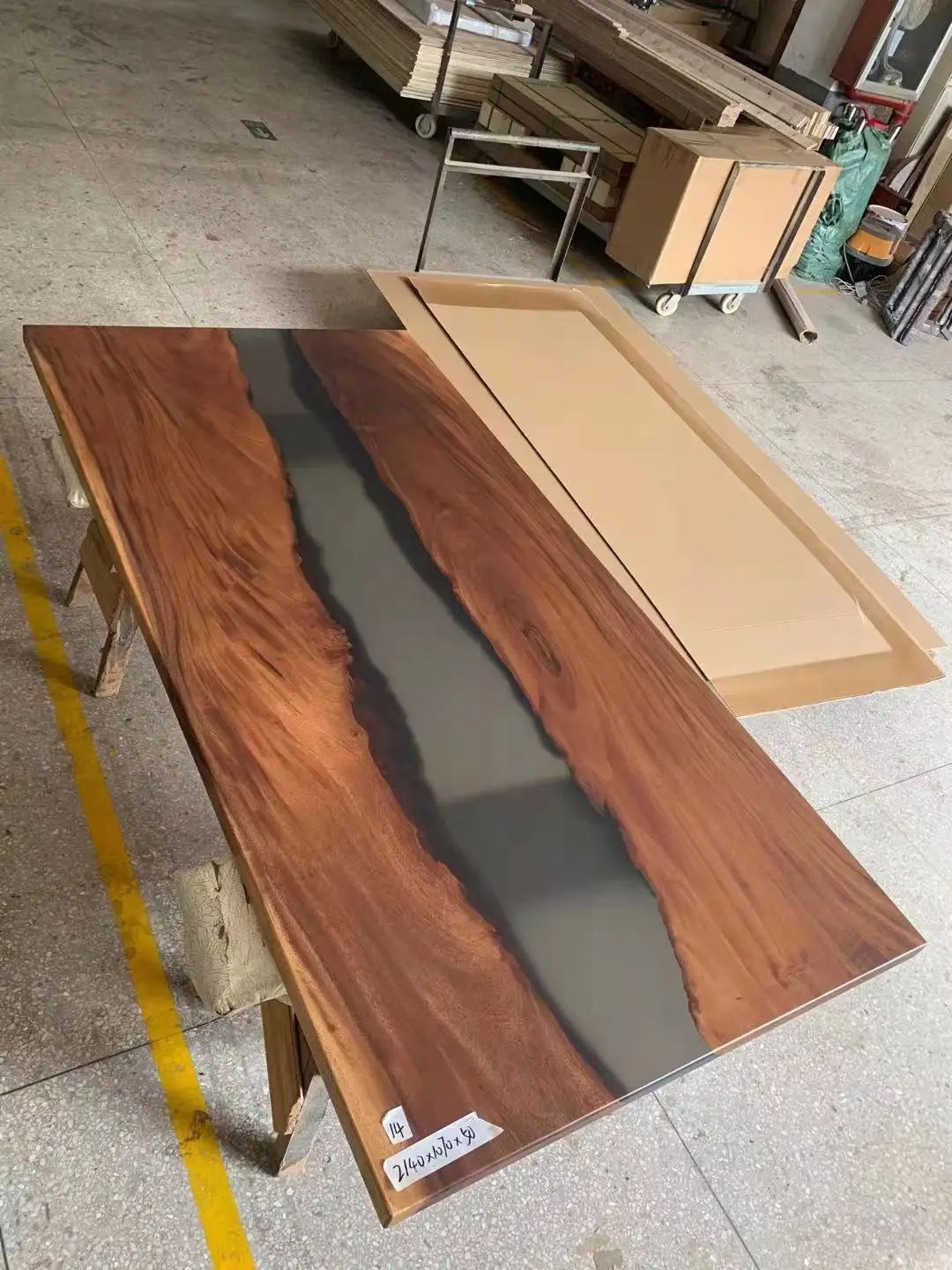 Kitchen furniture matt finish epoxy table top live edge wood slabs river table