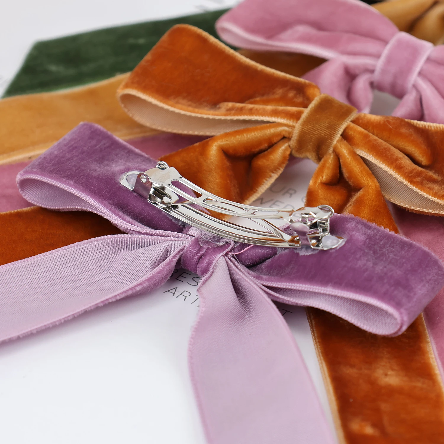 New Elegant Handmade Red Black Ribbon Ponytail Holder Accessories Metal Clips Velvet Hair Bows Barrettes For Women Girls