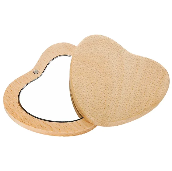 wholesale custom small pink heart shape cute pocket mirror bling compact hand mirrors