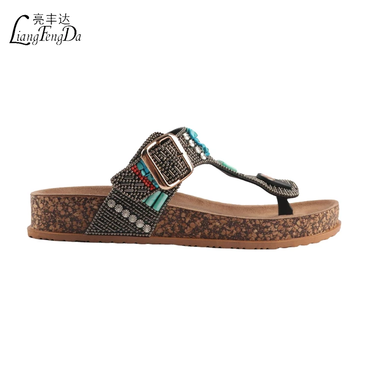 Slides Slippers Luxury Crystal Flip-flops Slippers New Outdoor Cork Sole Casual Design Morocco Summer PVC for Women Female