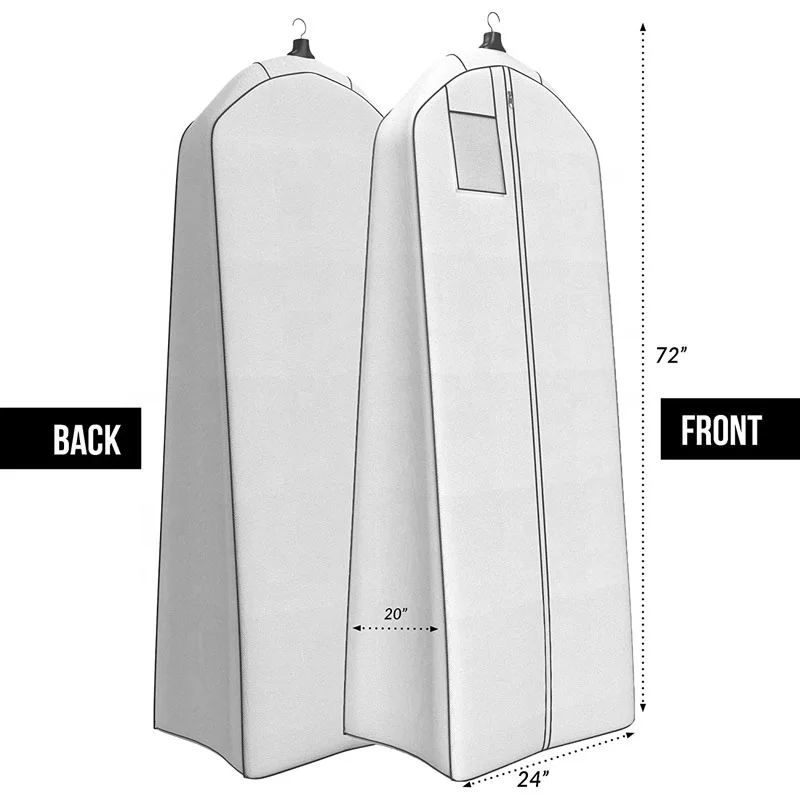 Eco Friendly Custom Logo Wedding Dress Bag Non Woven Foldable Suit Cover Bridal Gown Garment Bags With Zipper