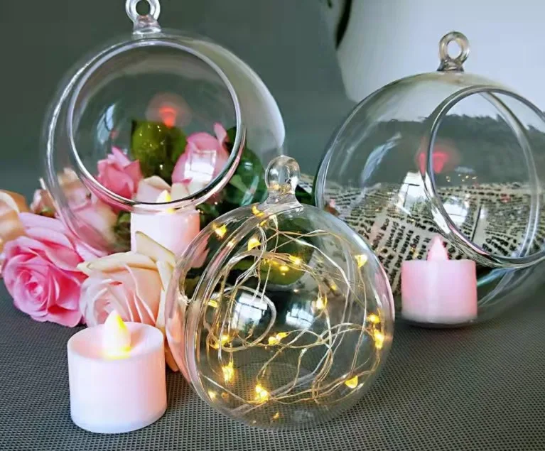 Hanging Ornament Craft Sphere Transparent Glass Ball Round Christmas Ball For Christmas Tree Decoration