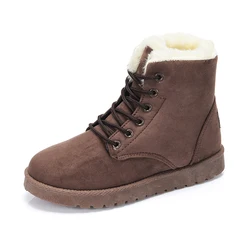 Moyo Dropshipping  Fashion Winter Cotton Shoes  Super Light Flock Leather Ladies Sports Martens Boots   Women  Fluffy Snow Boots