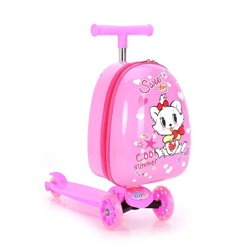 2024 waterproof anti-theft skateboard trolley suitcase cute cartoon printing universal wheel skateboard suitcases luggage