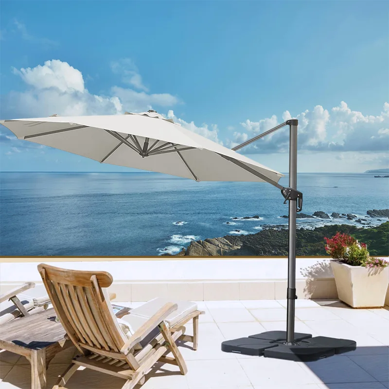Garden Terrace Sun Umbrella Cantilever Roma Parasol Outdoor Furniture Cross Base 360 Rotating Double Top Design 13ft 3M 3 Years