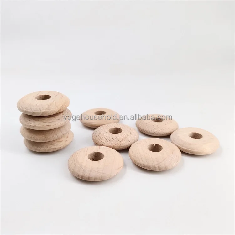 24x6mm Wood Abacus Beads Beech Wood Flat Beads Baby Pacifier Chain Accessories Flat Round Wooden Beads custom