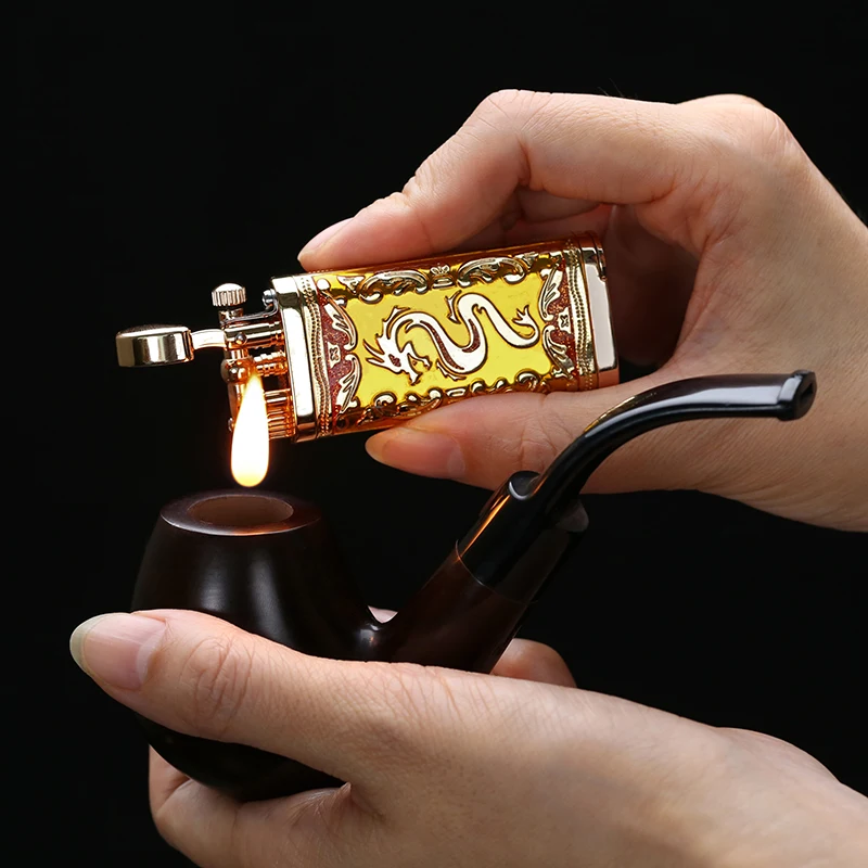 JIFENG JF-111 традиционный китайский стиль латунный металлический материал Рисунок дракона табачная трубка зажигалка с очистителем для труб