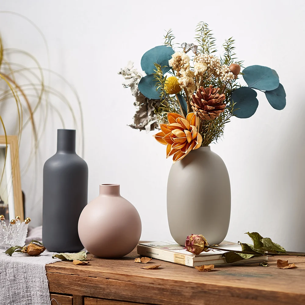 Hot selling wholesale home decoration nordic ceramic round vase