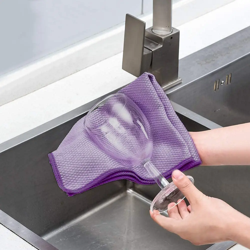 Factory Direct Sale  Kitchen Cleaning Dish Cloth Glass Polishing Absorbent Fish Scale Cloth Towel