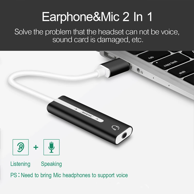  USB Sound Card External Converter Audio Adapter 7.1 with 3.5mm Aux Stereo HIFI Magic