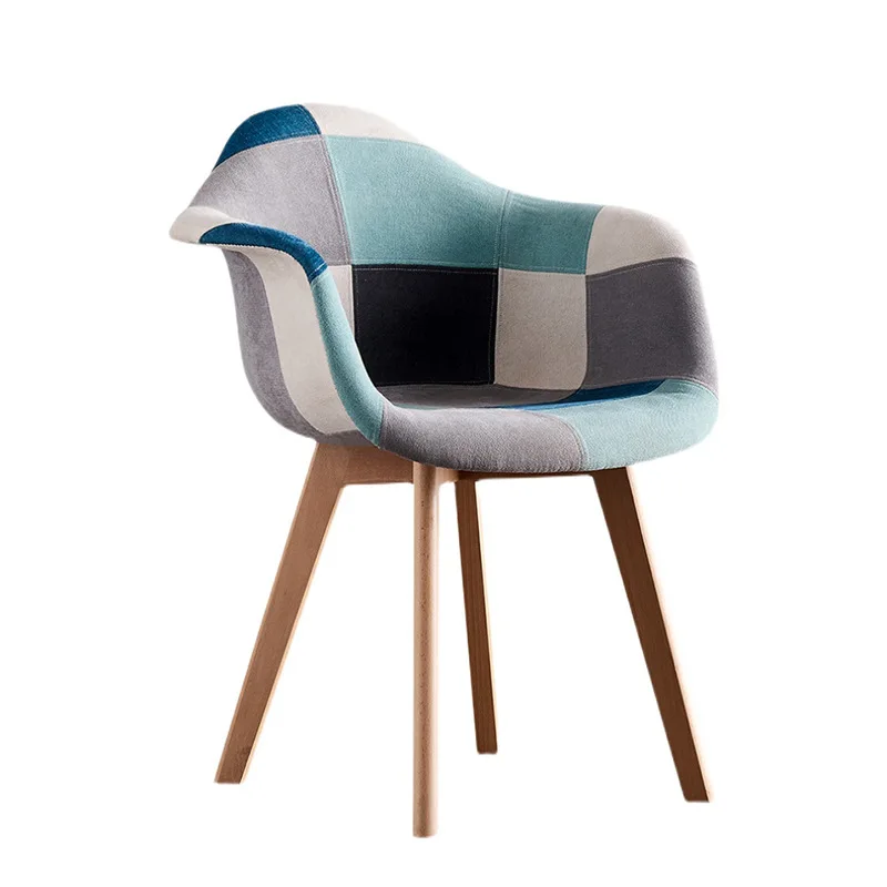 2023 new modern restaurant cloth Fabric Dinning Chairs art pink dining chair metal leg