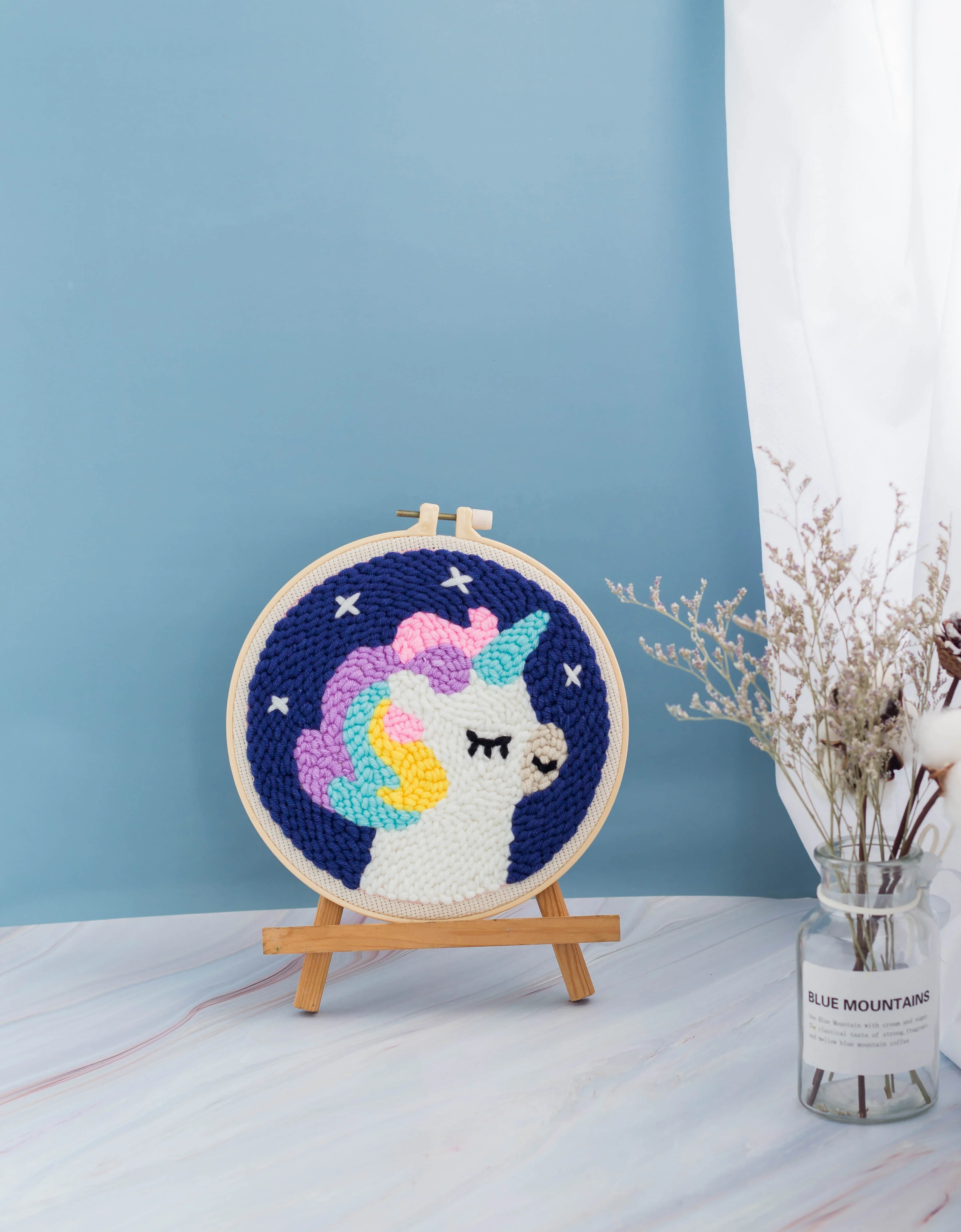 
Unicorn embroidery diy punch needle kit 