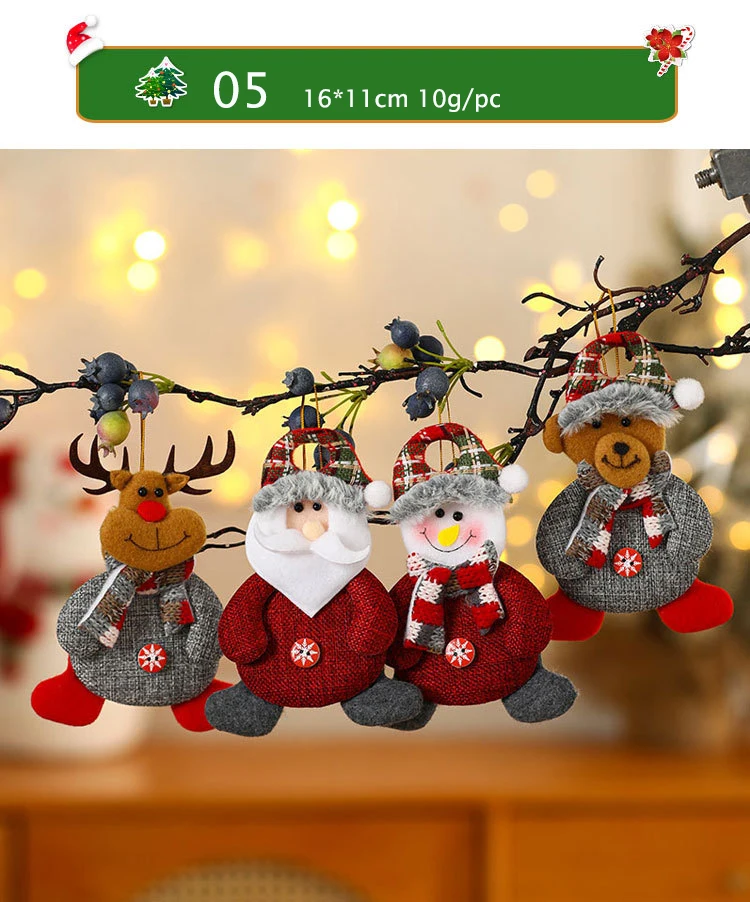 Wholesale snowman elk holiday new year santa toy ornaments hanging christmas tree pendant christmas decorations