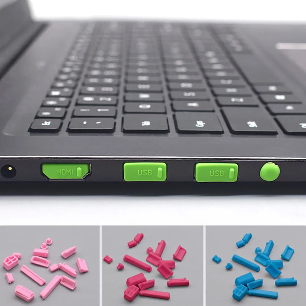 16 pcs Colorful Silicone Anti Dust Plug Cover Stopper Dust Plug Laptop Dustproof USB Port RJ45 Interface Waterproof Cover