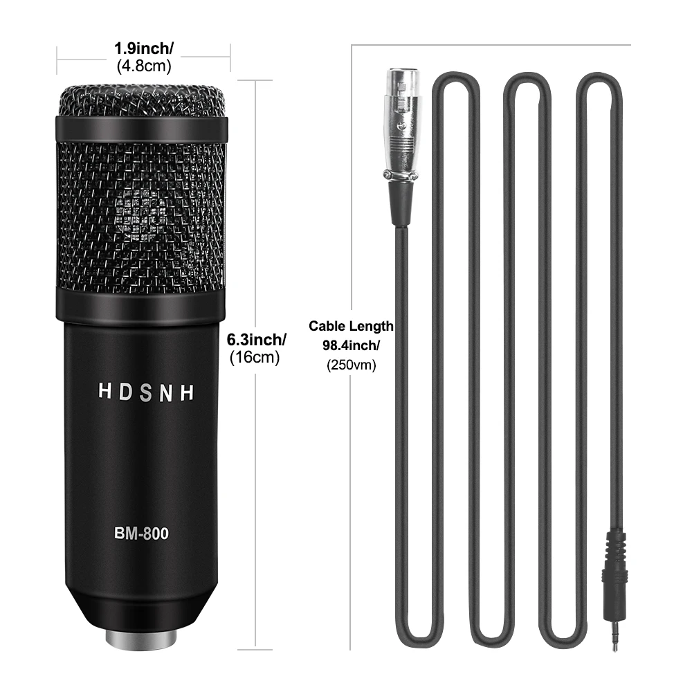 
Professional Audio Singing China Products Manufacturers Cabled Condenser Microphone BM800 1Set 