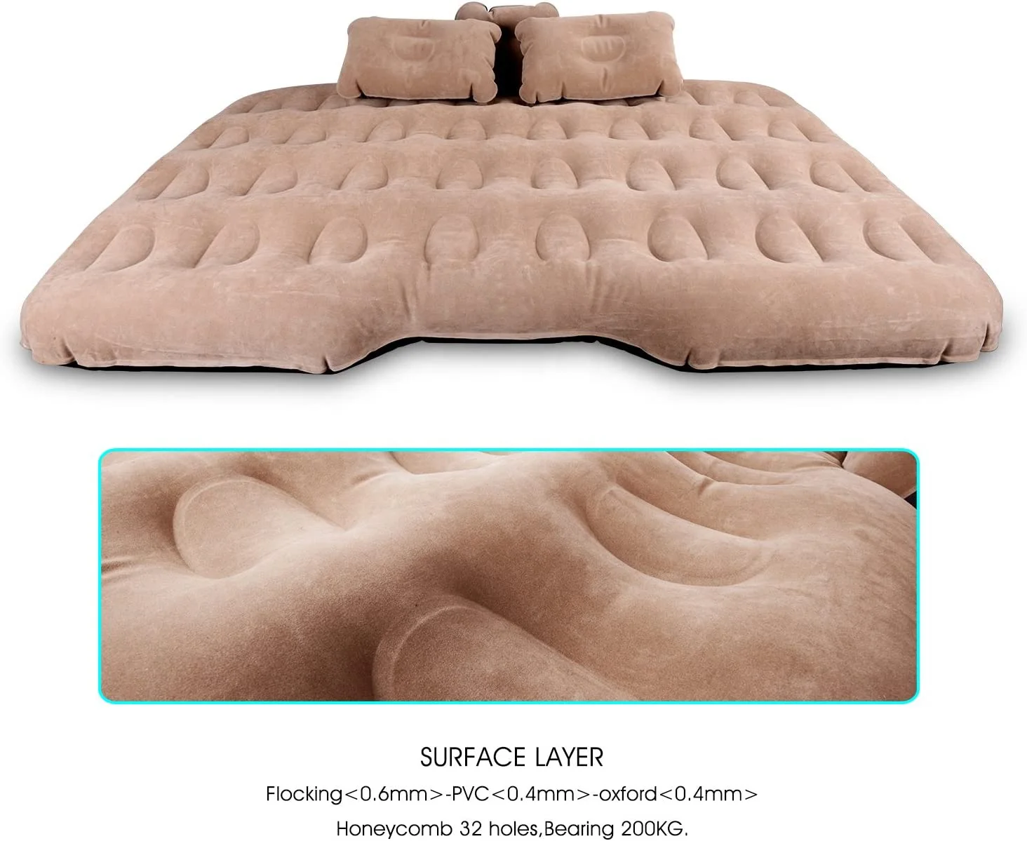 NPOT Car Air Mattress Backseat Inflatable Car Mattress Portable Travel Camping Mattress Sleep Bed for Truck Road Trip