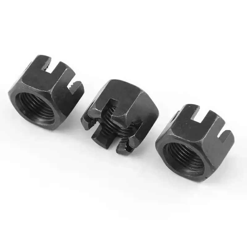 High Strength Slotted Nut, grade 8,Black